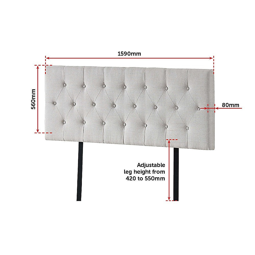 Out of Stock! Linen Fabric Queen Bed Deluxe Headboard Bedhead - Beige