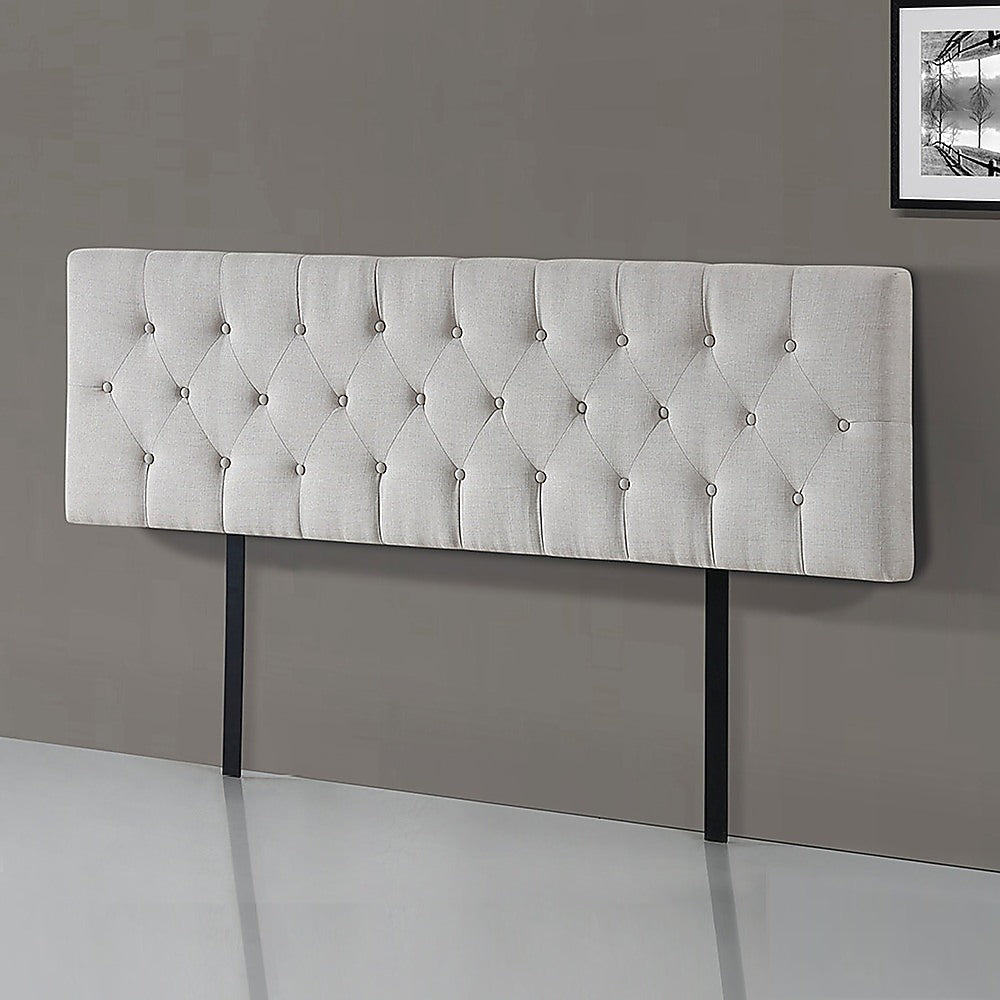 Out of Stock! King Size Deluxe Headboard Bedhead Linen Fabric - Beige