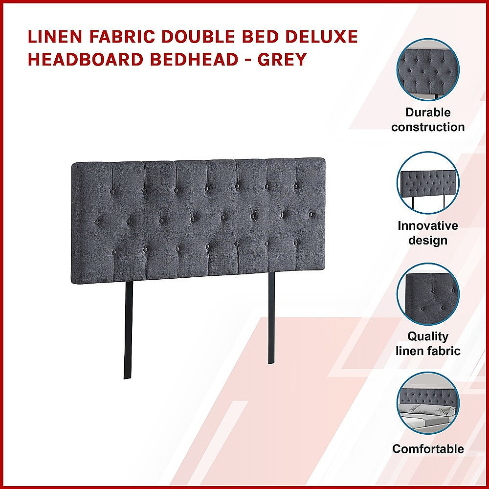 Out of Stock! Double Bed Deluxe Headboard Bedhead - Grey