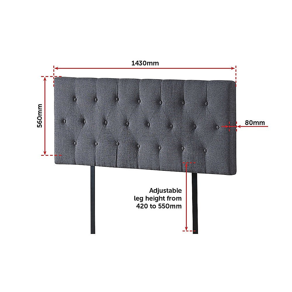 Out of Stock! Double Bed Deluxe Headboard Bedhead - Grey