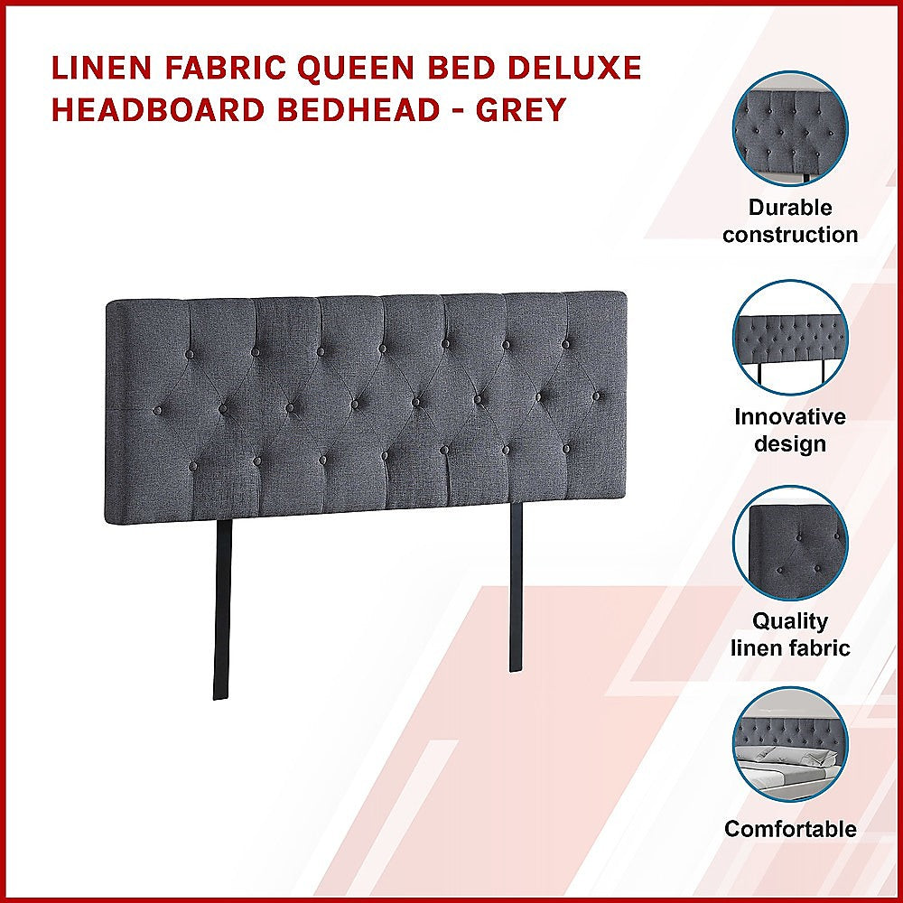 Out of Stock! Queen Bed Deluxe Headboard/Bedhead - Grey