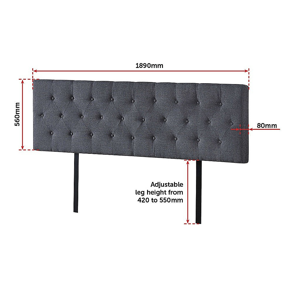 Out of Stock! Linen Fabric King Bed Deluxe Headboard Bedhead - Grey