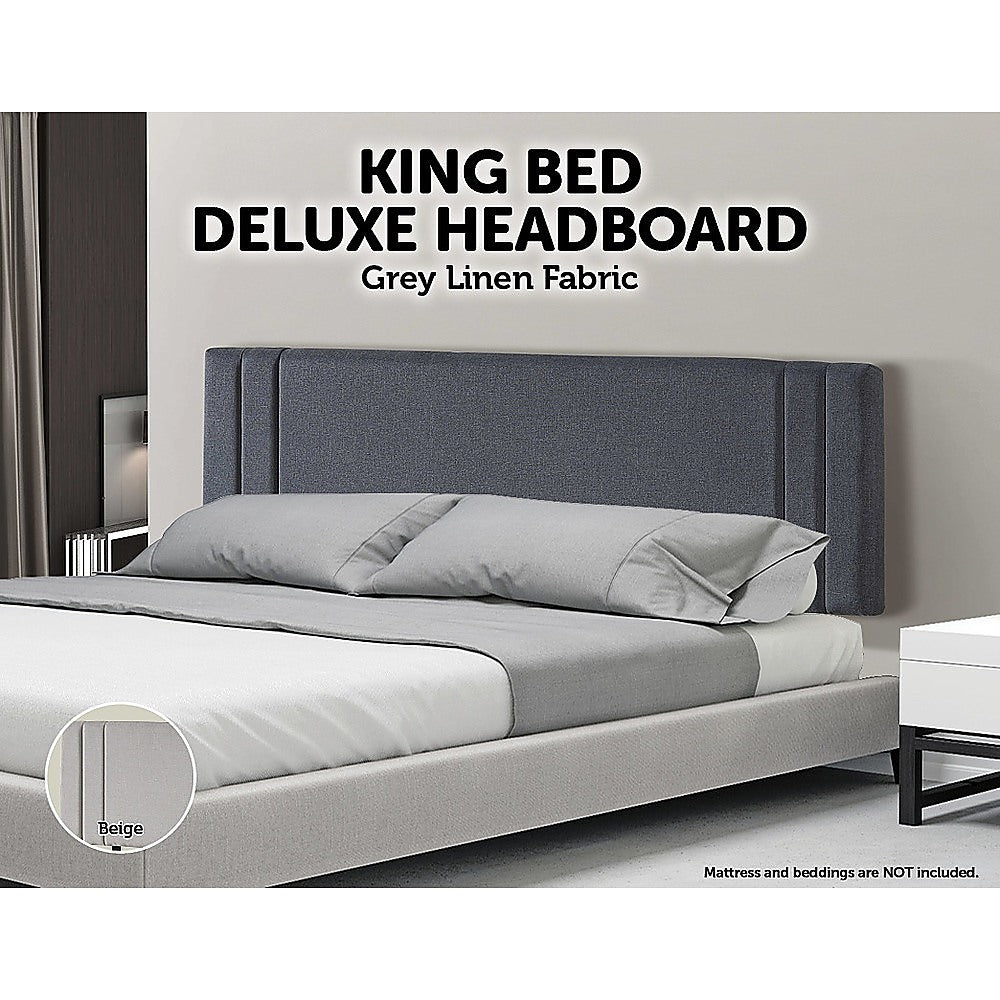 Out of Stock! King Bed Deluxe Headboard Bedhead - Grey
