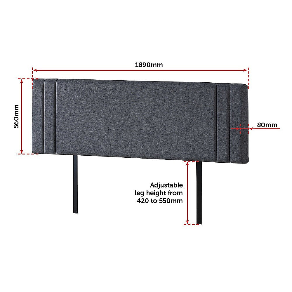 Out of Stock! King Bed Deluxe Headboard Bedhead - Grey