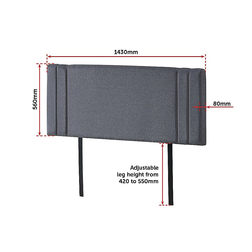 Out of Stock! Double Size Deluxe Headboard/Bedhead in Grey Linen Fabric