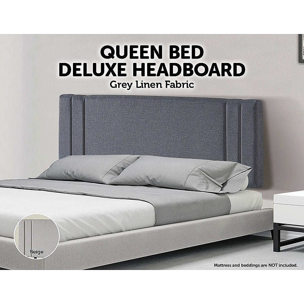 Out of Stock! Queen Bed Deluxe Headboard Bedhead - Grey