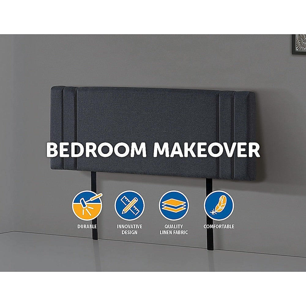 Out of Stock! Queen Bed Deluxe Headboard Bedhead - Grey