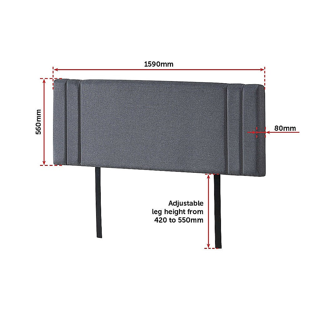 Out of Stock! Queen Bed Deluxe Headboard Bedhead - Grey