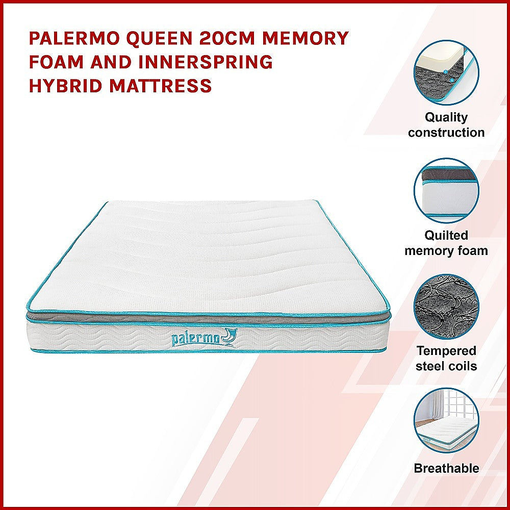 Out of stock! Queen Size 20cm Thick Palermo Memory Foam and Innerspring Hybrid Mattress