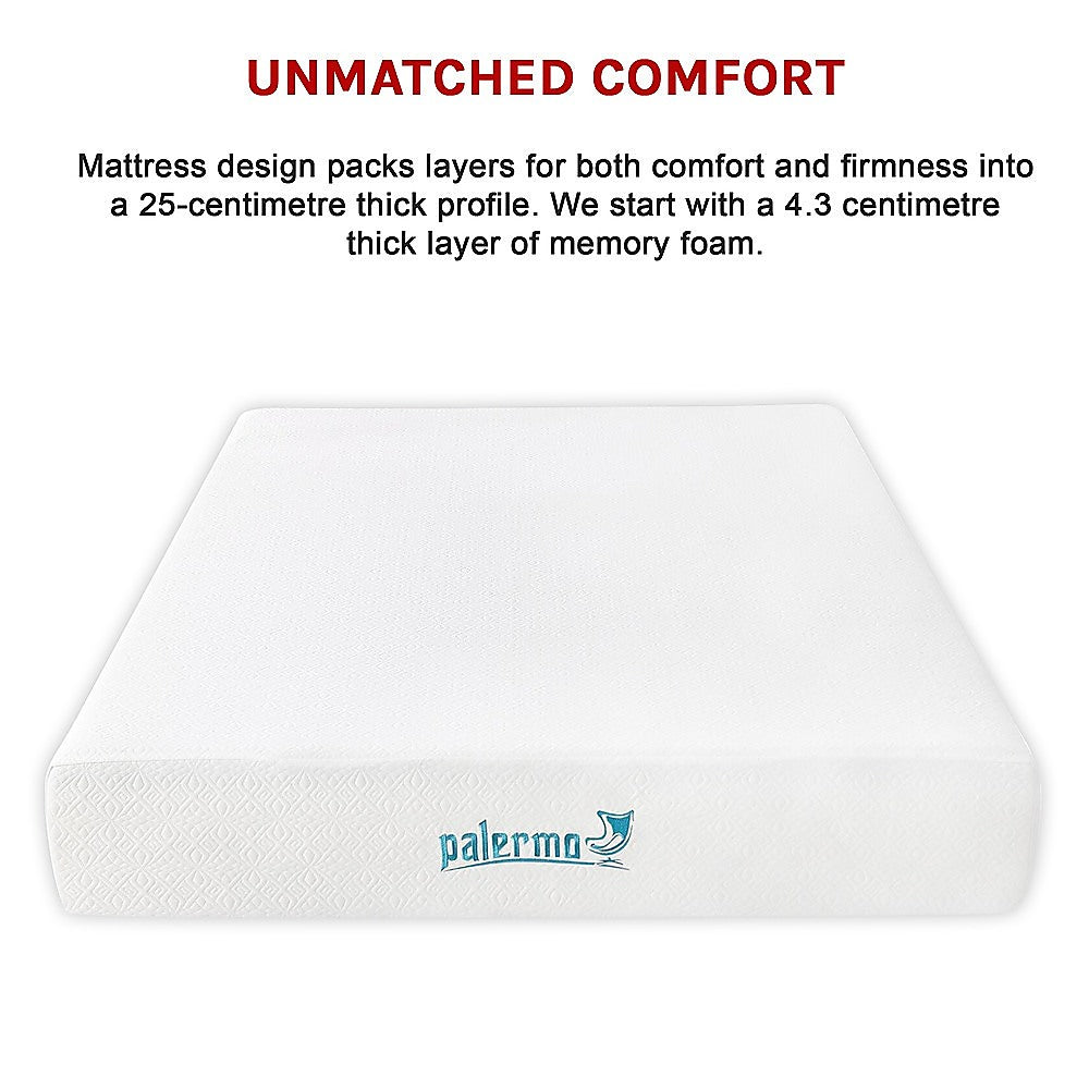 Out of Stock! Double Size 25cm Thick Palermo Gel Memory Foam Mattress - Dual-Layered - CertiPUR-US Certified