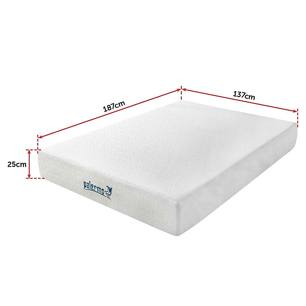Out of Stock! Double Size 25cm Thick Palermo Gel Memory Foam Mattress - Dual-Layered - CertiPUR-US Certified