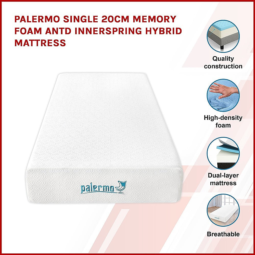 Out of stock! Single Size 25cm Thick Palermo Gel Memory Dual-Layered Foam Mattress - CertiPUR-US Certified