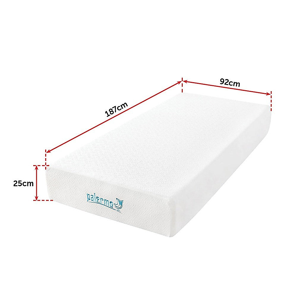 Out of stock! Single Size 25cm Thick Palermo Gel Memory Dual-Layered Foam Mattress - CertiPUR-US Certified