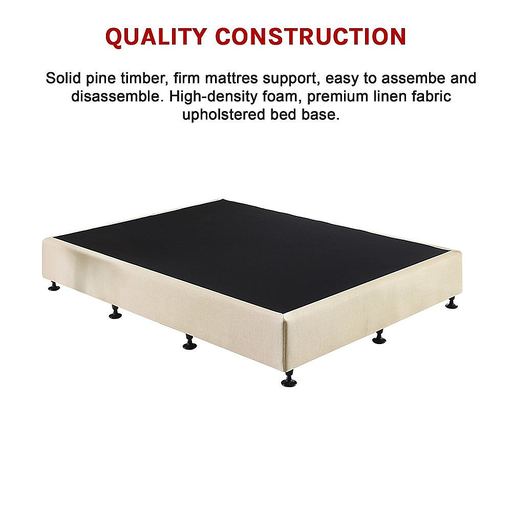 Out of Stock! Queen Size Bed Base Linen Fabric - Natural Sand