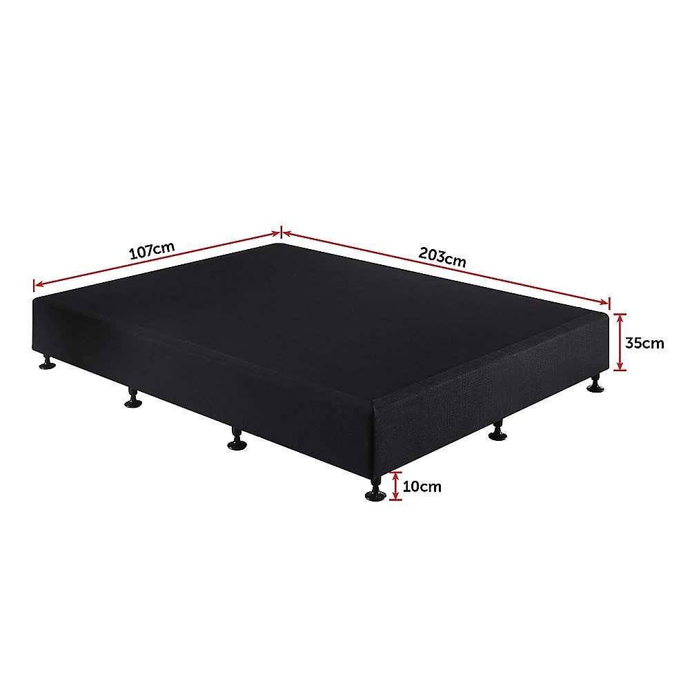 King Single Bed Base Linen Fabric Midnight Black