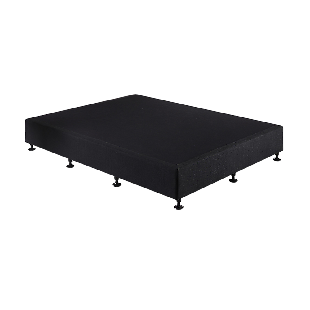 King Single Bed Base Linen Fabric Midnight Black