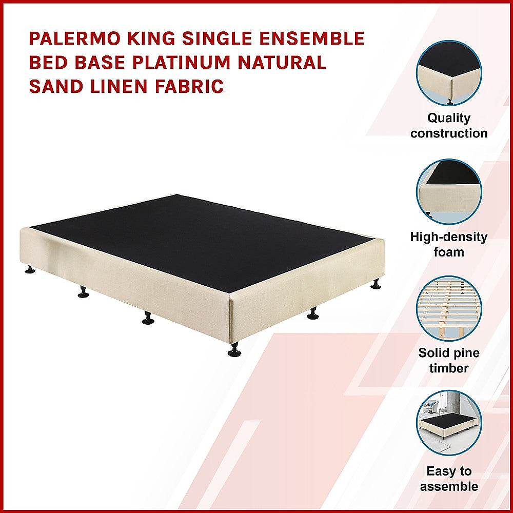 Out of Stock! King Single Size Bed Base Sand Linen Fabric