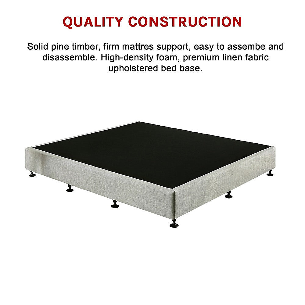 Out of Stock! King Single Ensemble Bed Base Platinum Light Grey Linen Fabric