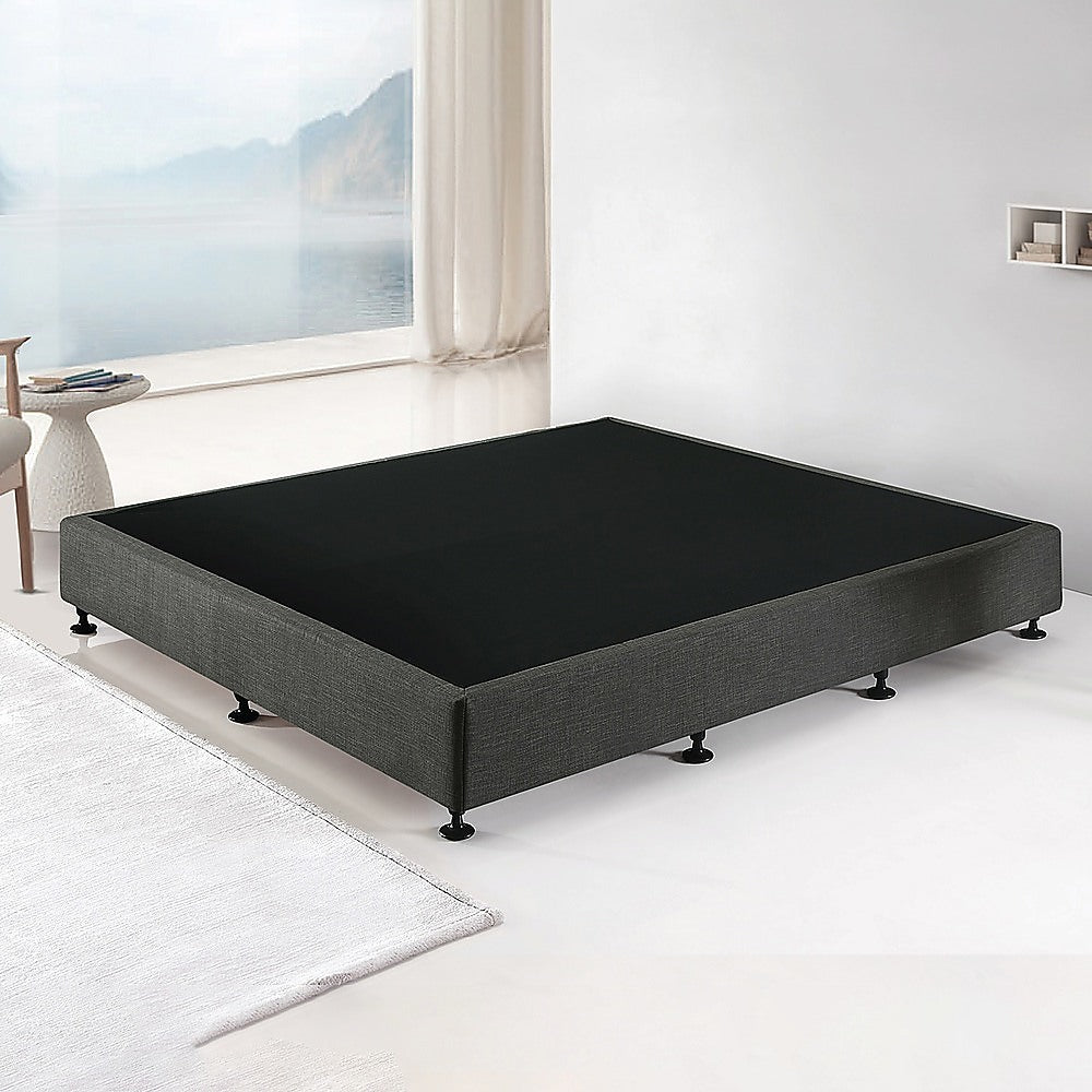 Out of Stock! King Size Bed Base Ensemble Platinum Graphite Linen Fabric