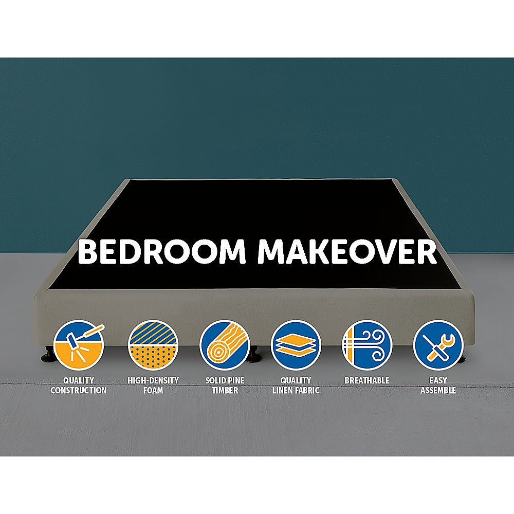 Out of Stock! King Size Bed Base Natural Sand Linen Fabric