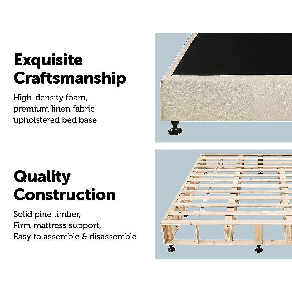 Out of Stock! King Size Bed Base Natural Sand Linen Fabric