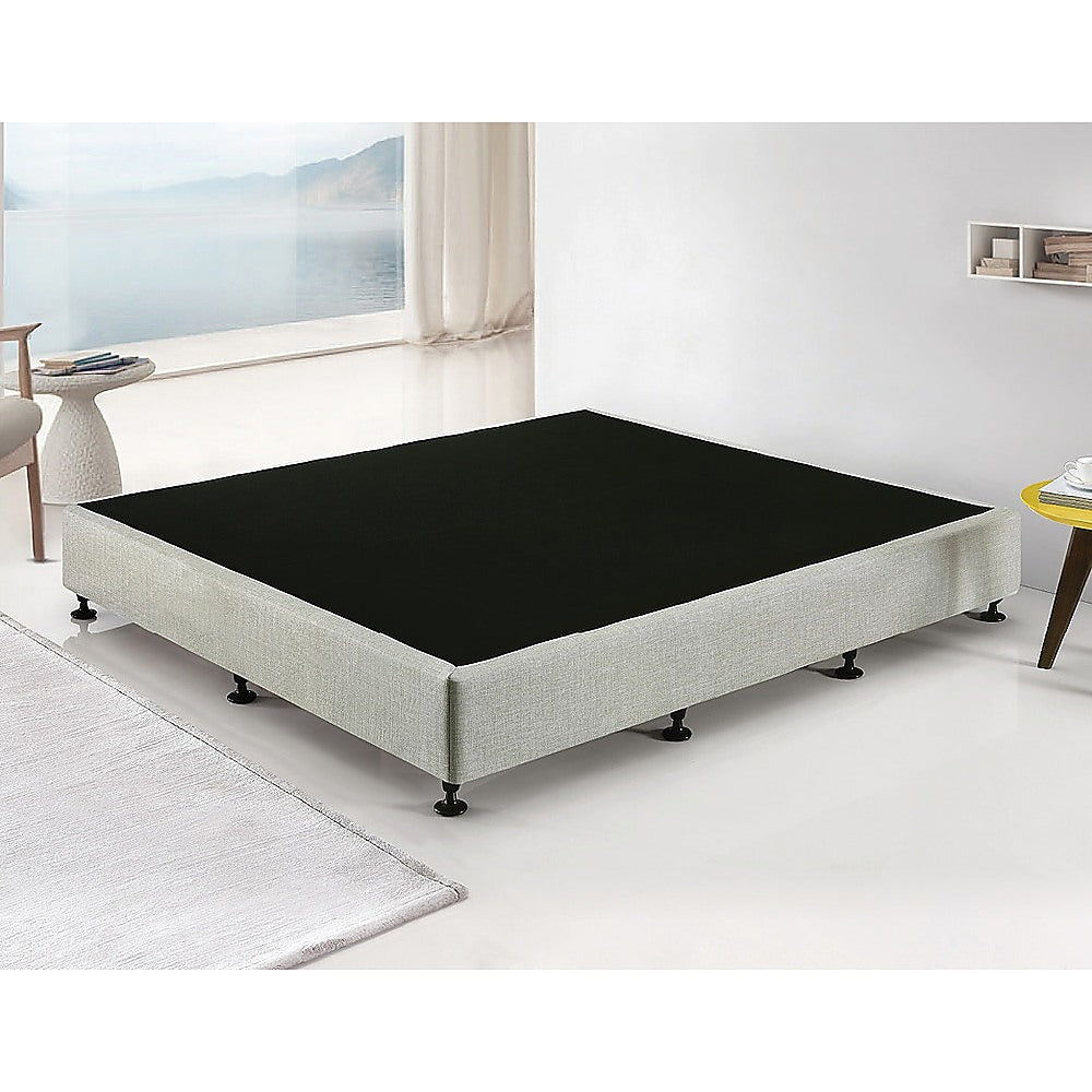 Out of Stock! King Bed Base Linen Fabric Light Grey