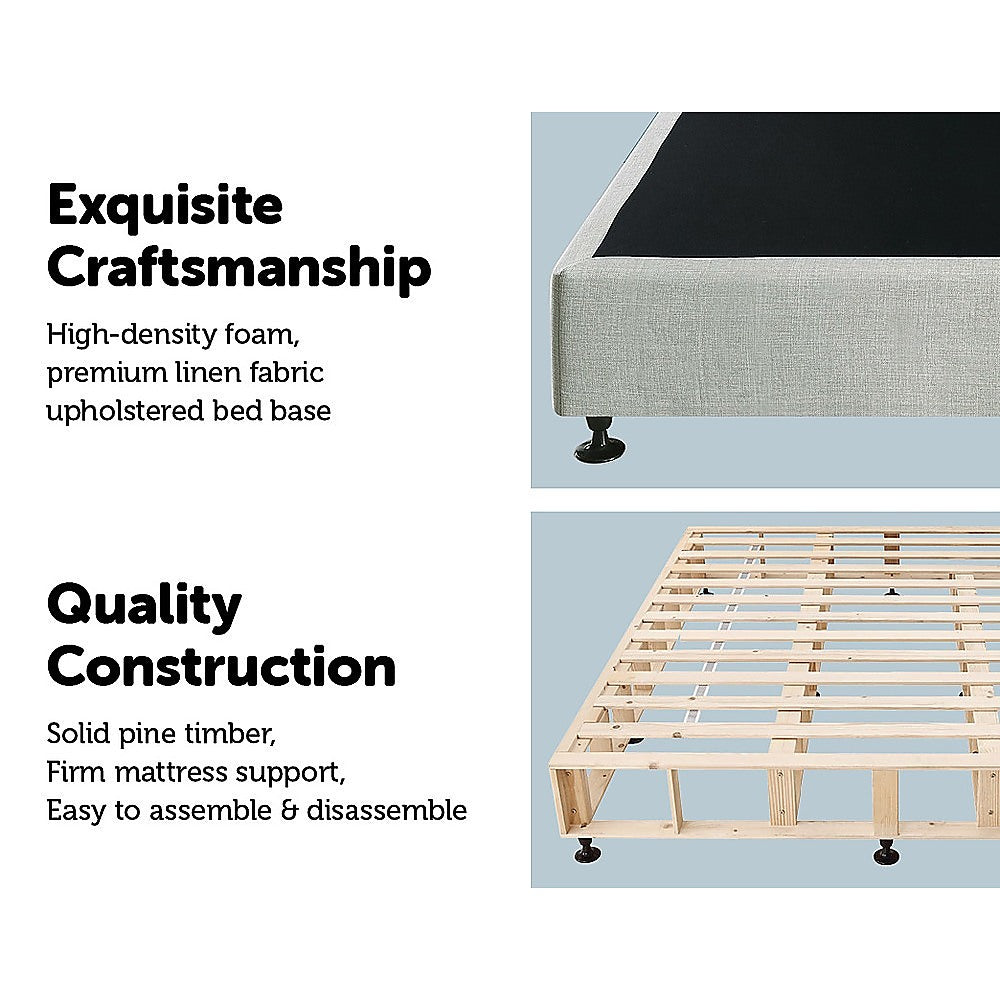 Out of Stock! King Bed Base Linen Fabric Light Grey