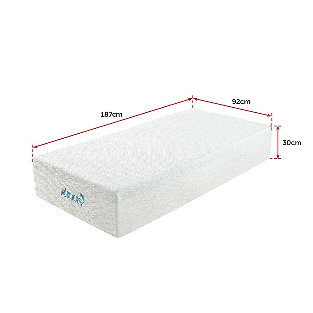 Out of Stock, sorry! Single Size 30cm Thick Palermo Memory Foam Green Tea Infused Mattress CertiPUR Approved