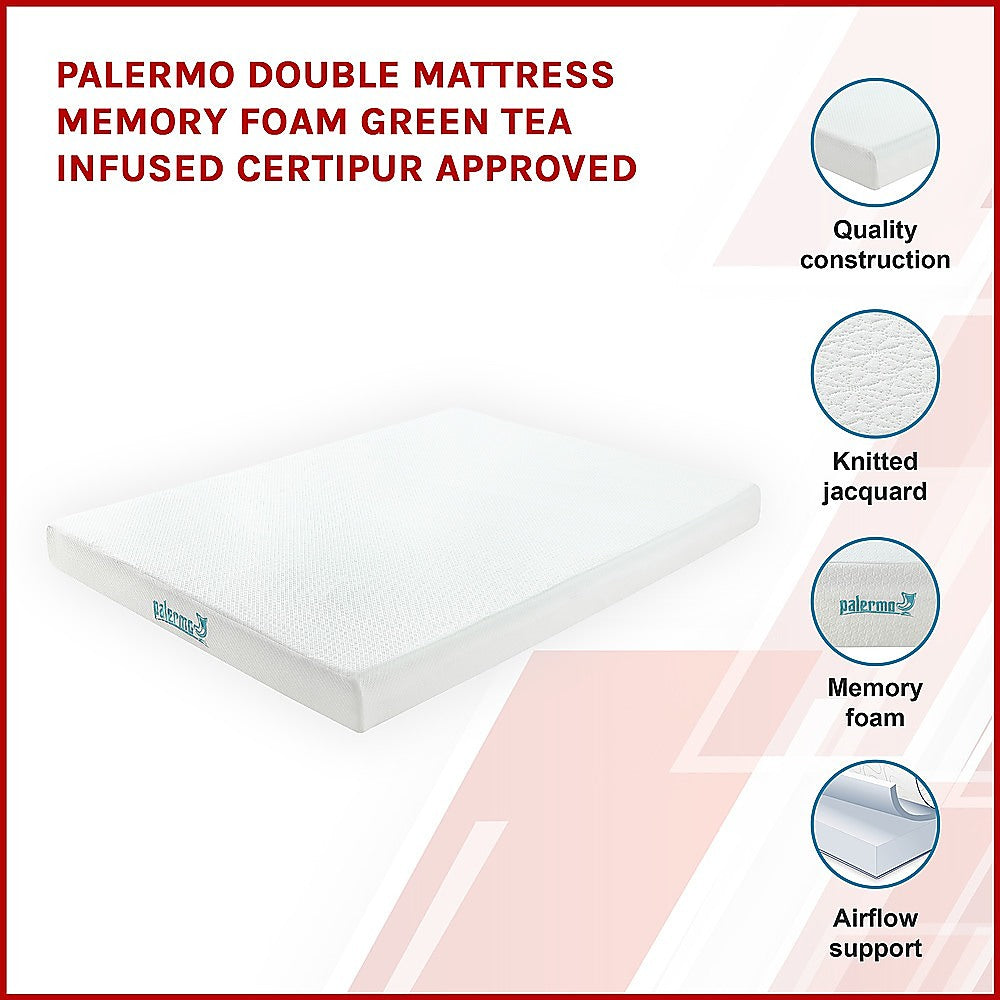 Out of Stock! Double Size Palermo Memory Foam Green Tea Infused CertiPUR Approved Mattress