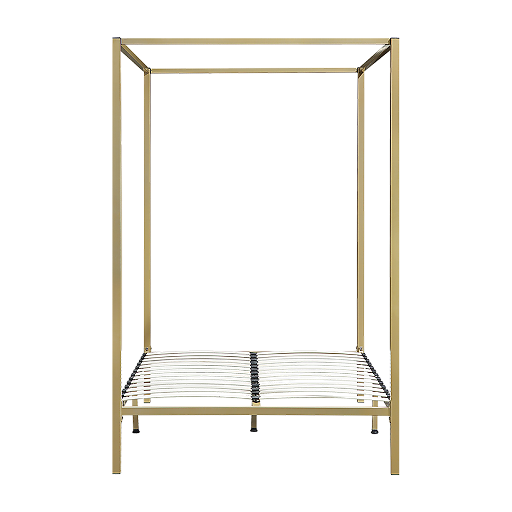 Double Size Bed Frame Four Poster - Gold