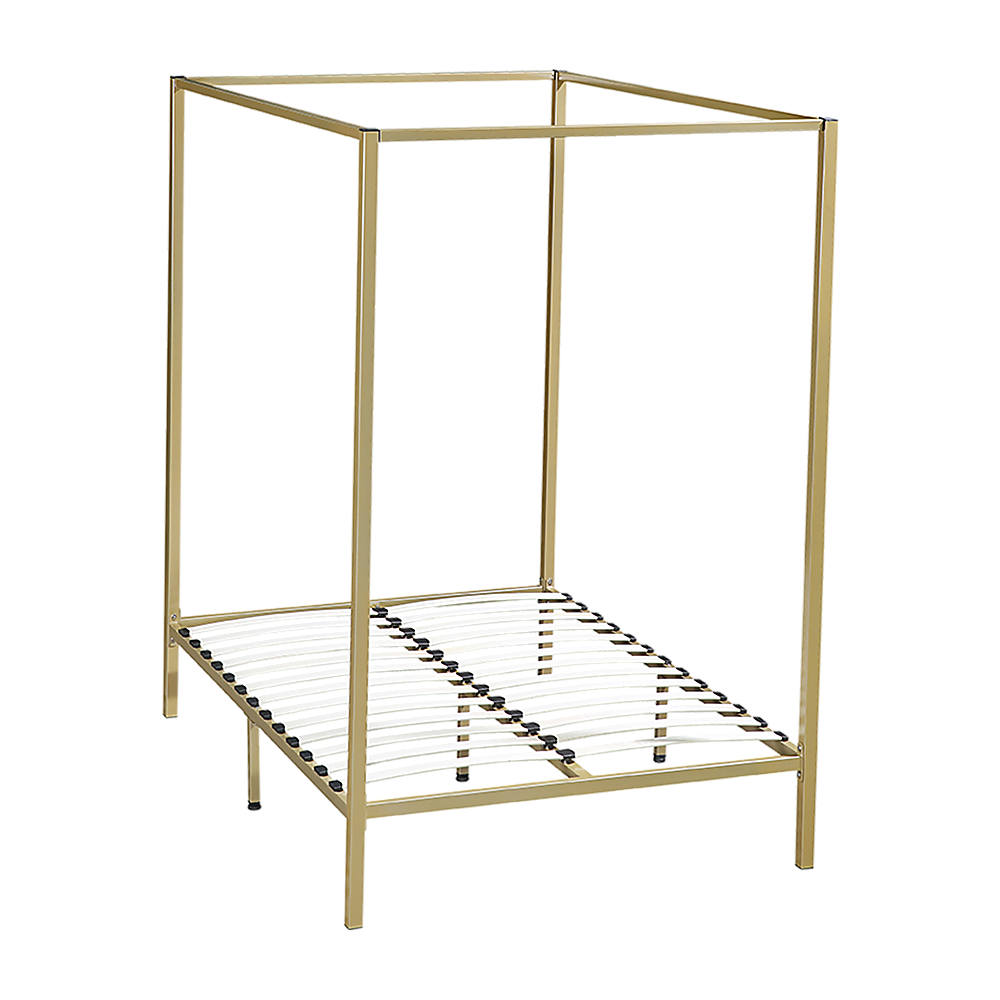 Double Size Bed Frame Four Poster - Gold