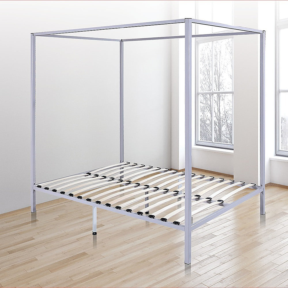 Out of Stock! Double Sized Bed Frame Four Poster - Cream