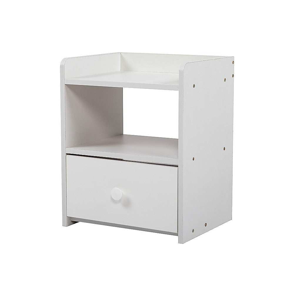 Bedside Table With Drawers and Void - White