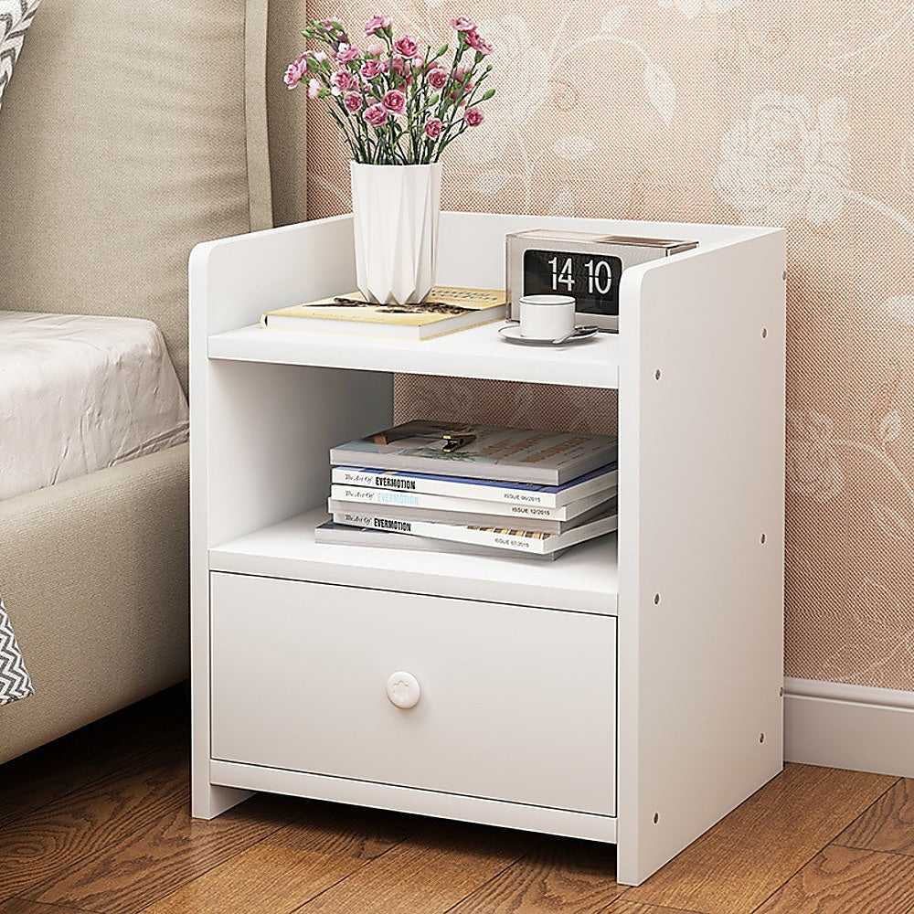 Back In Stock! Bedside Table With Drawers and Void - White