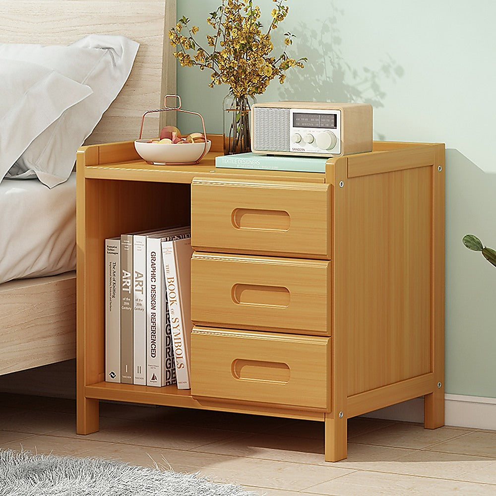 Bamboo Bedside Table with extra Storage