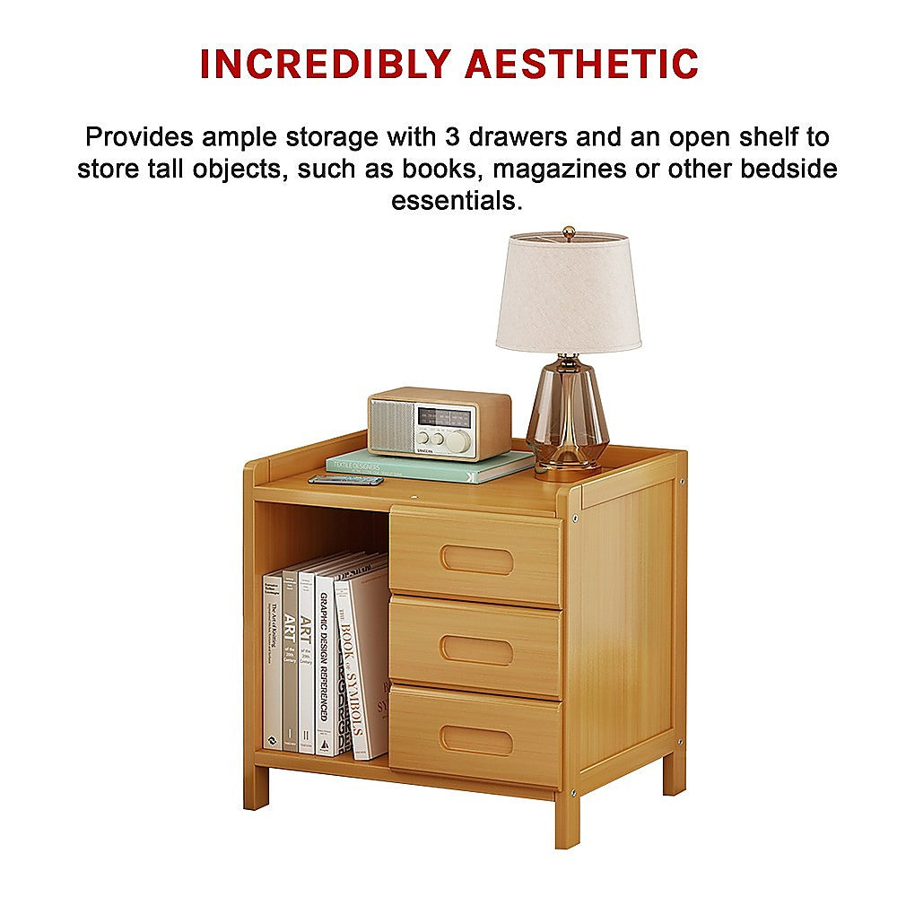 Bamboo Bedside Table with extra Storage