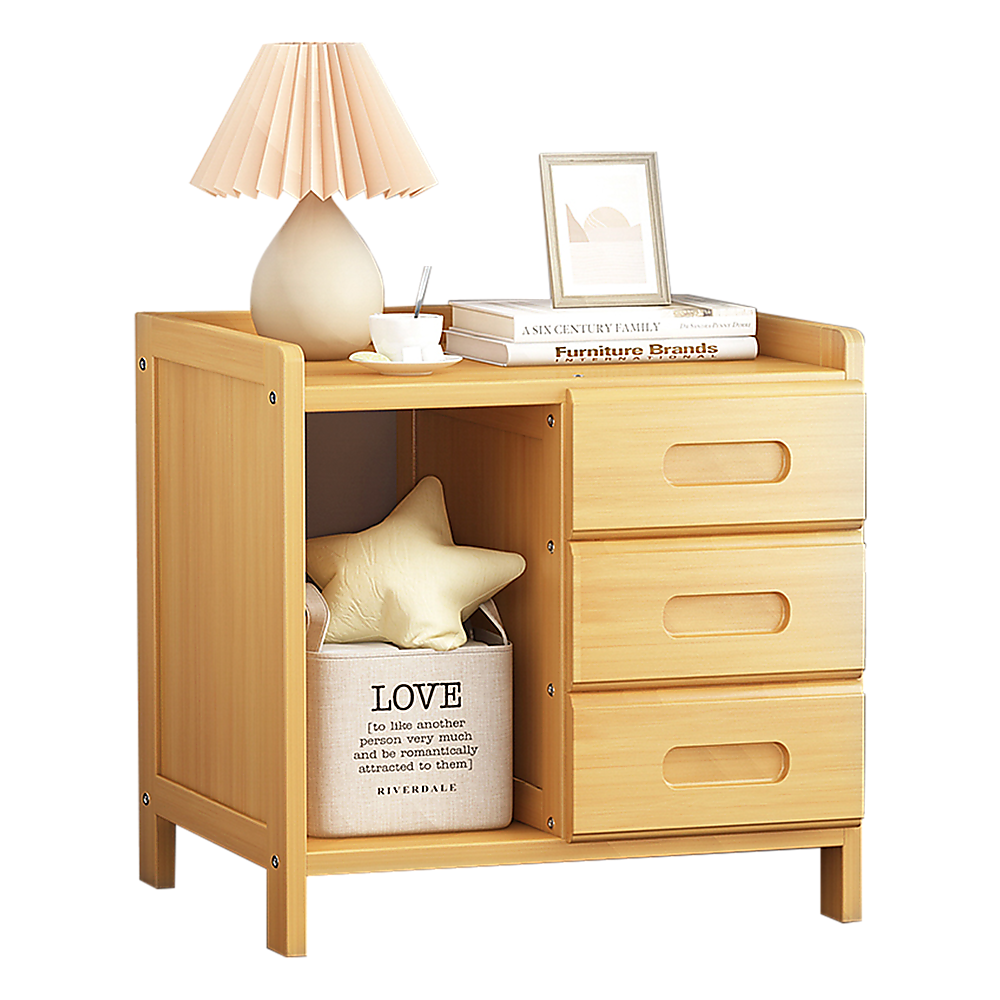 Bamboo Bedside Table with extra Storage