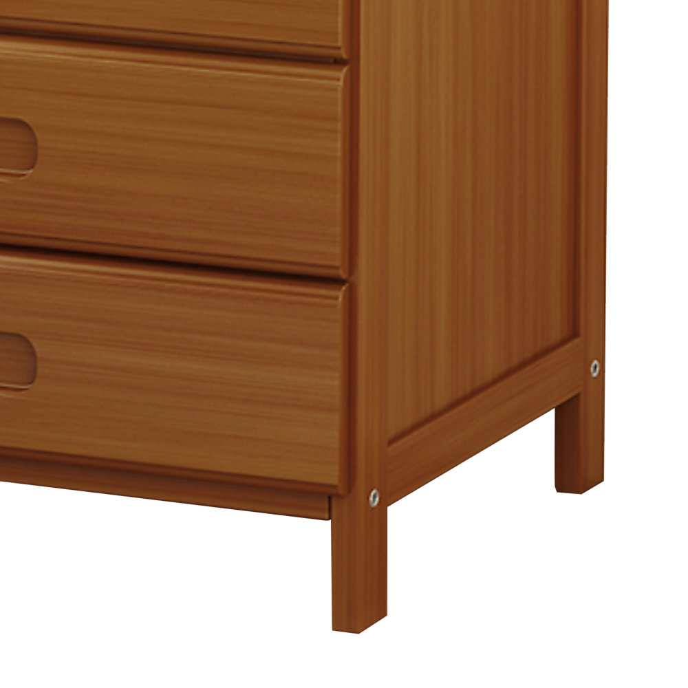 Bedside Table With Three Drawers - Dark Bamboo
