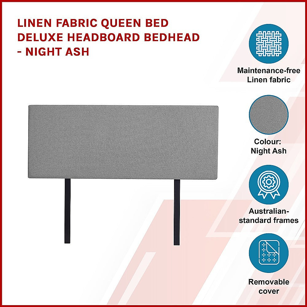 Out of stock! Queen Bed Deluxe Headboard/Bedhead - Night Ash