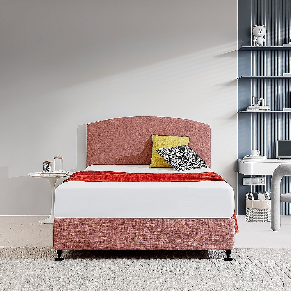 Out of Stock, Sorry! Double Size Linen Fabric Curved Headboard/Bedhead - Pearl Copper Brown