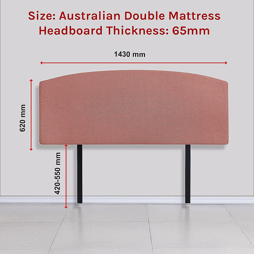 Out of Stock, Sorry! Double Size Linen Fabric Curved Headboard/Bedhead - Pearl Copper Brown