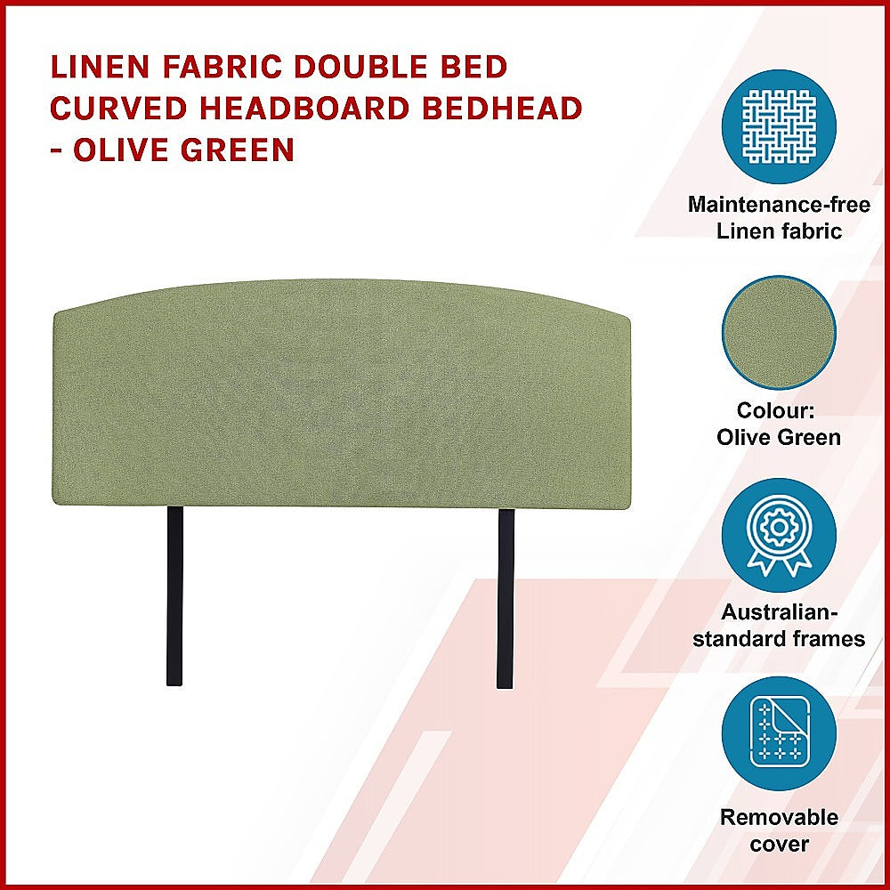 Out of Stock, Sorry! Double Size Curved Headboard/Bedhead - Olive Green