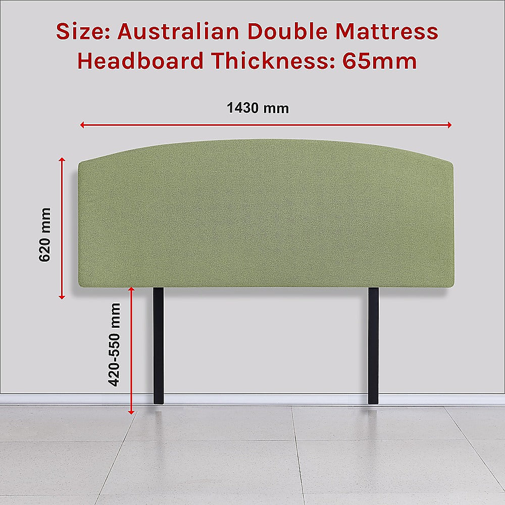 Out of Stock, Sorry! Double Size Curved Headboard/Bedhead - Olive Green