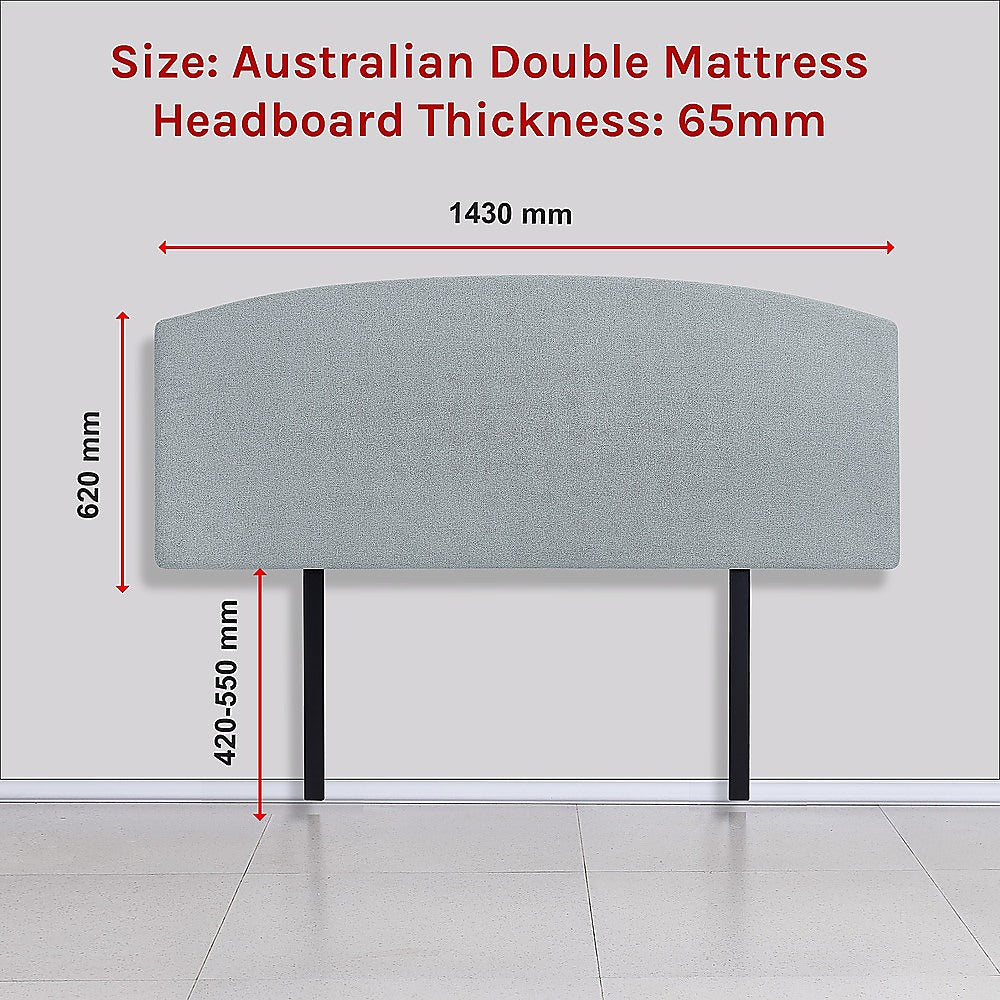 Out Of Stock, Sorry! 
Linen Fabric Double Bed Curved Headboard Bedhead - Stone Grey