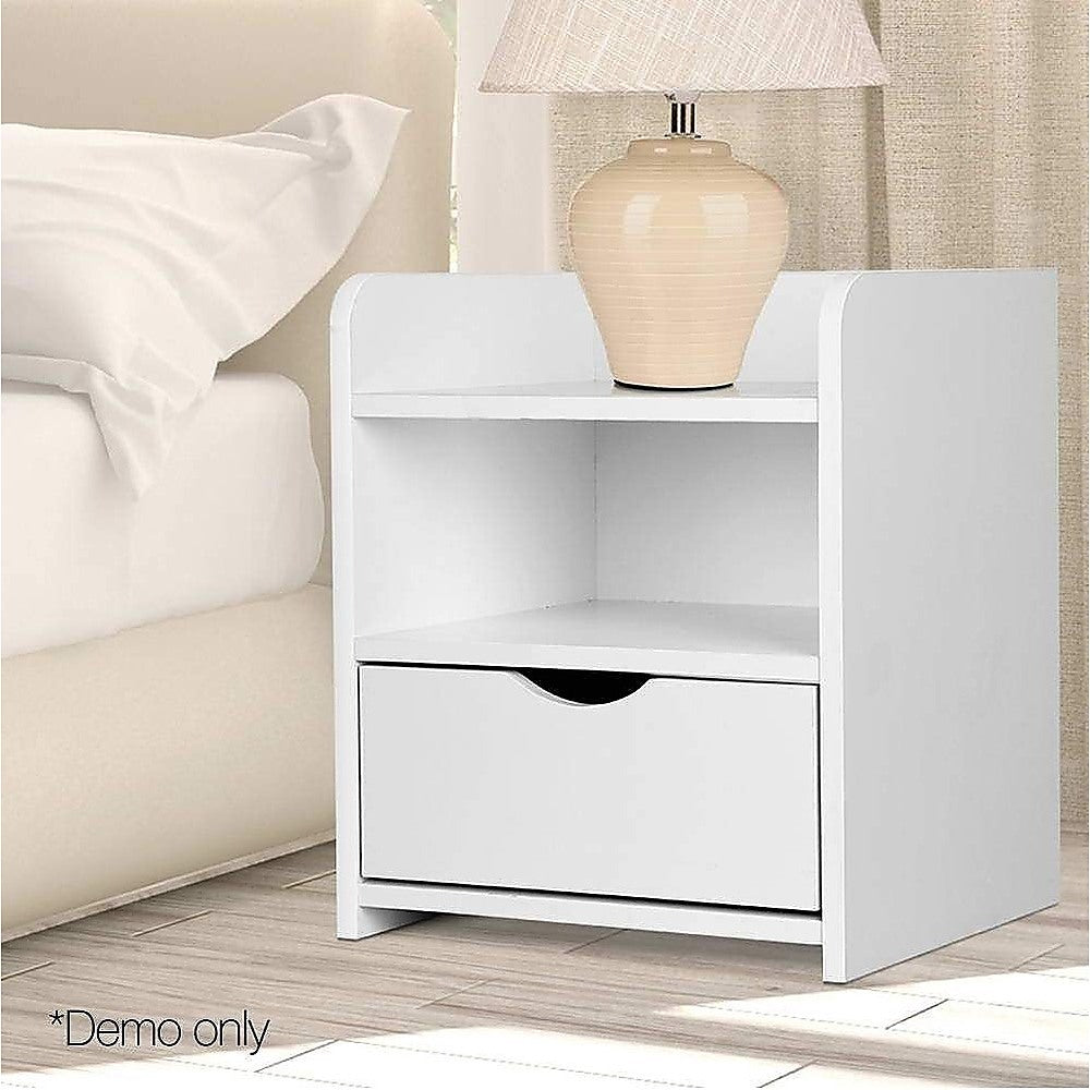 Bedside Table With Drawer and Storage Void - White