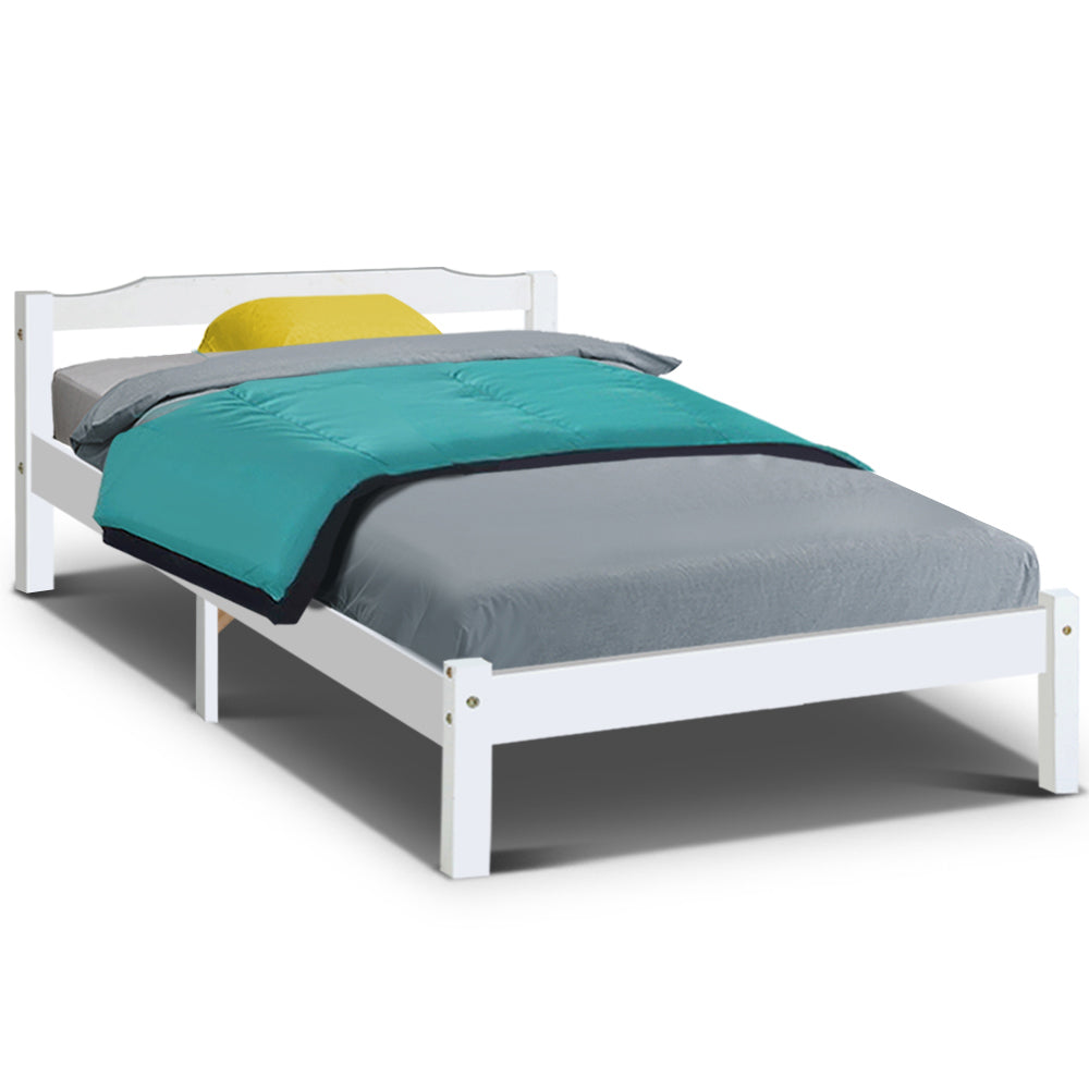 King Single Bed Frame White Wood