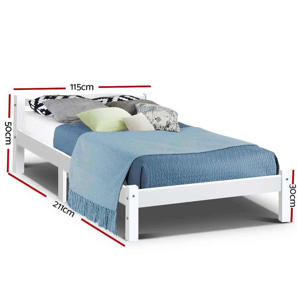 King Single Bed Frame White Wood