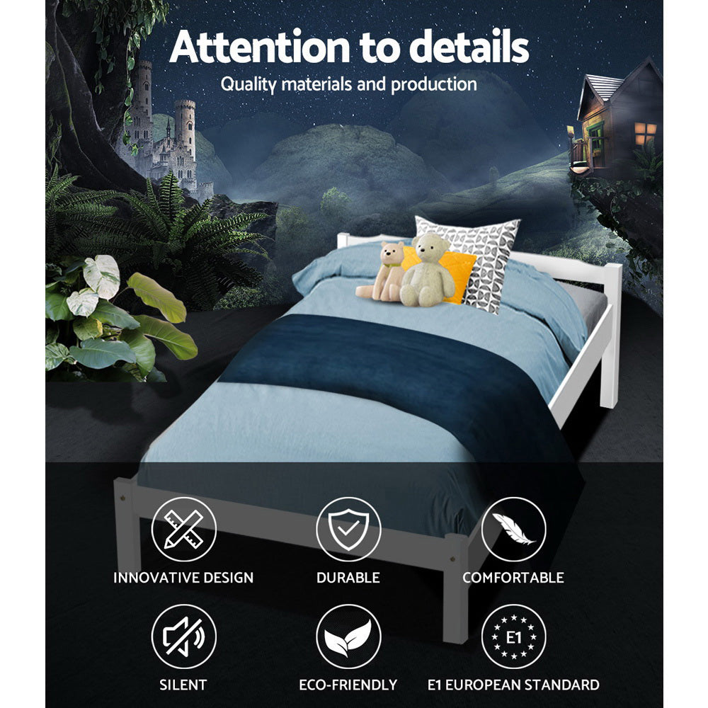 King Single Bed Frame White Wood