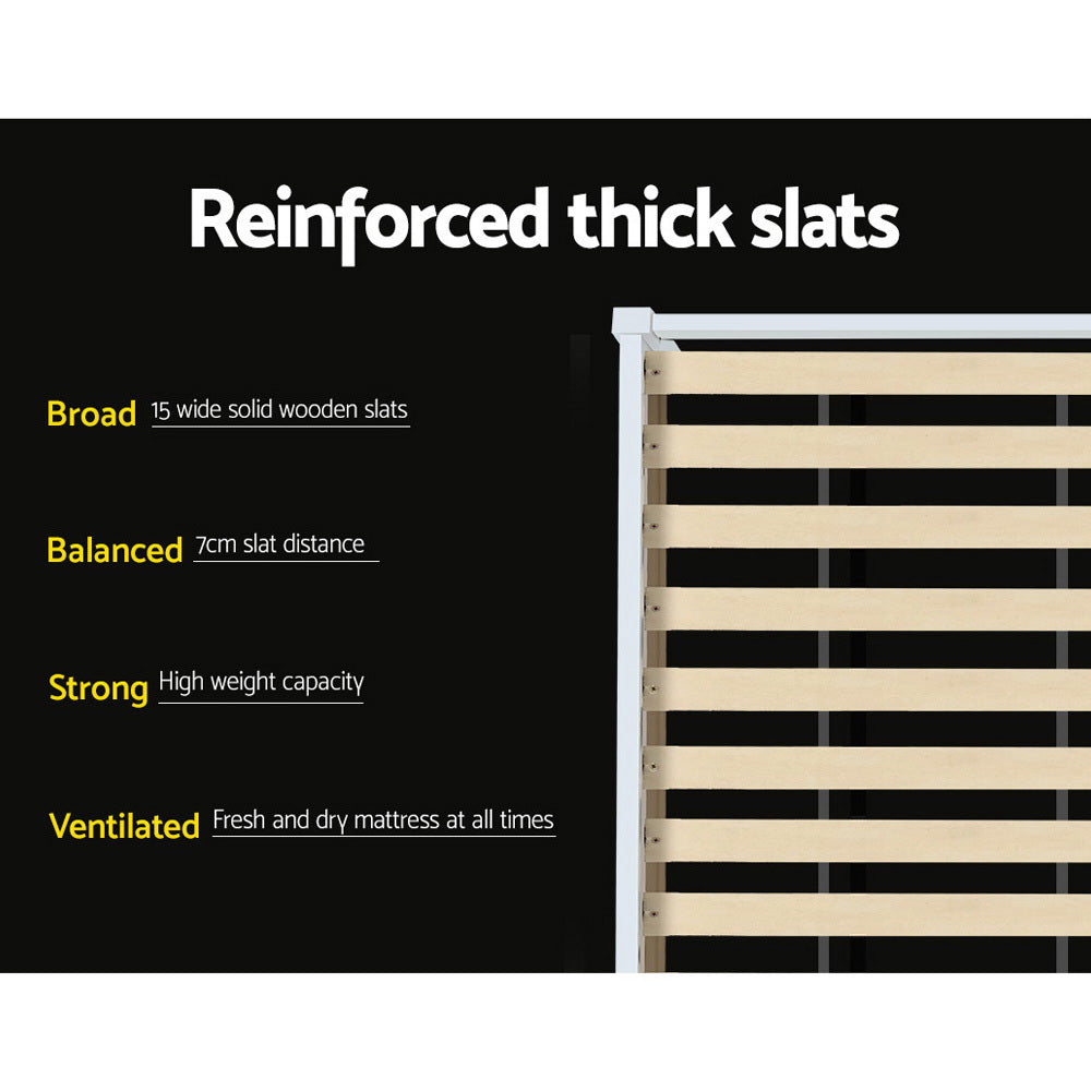 King Single Bed Frame White Wood