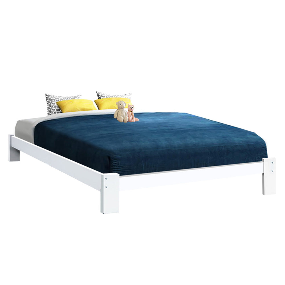 Queen Size Bed Frame - White Wood